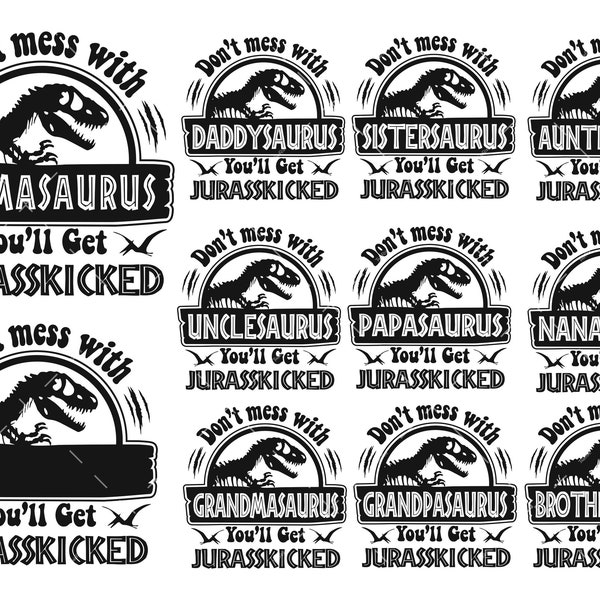 Paquete SVG Jurasskicked, Mamasaurus SVG, PNG, Auntieaurus Svg, Cricut