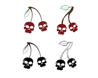 Cherry Skulls SVG, PNG, Cherry Svg, Skulls SVG, Cute Skulls Svg, Halloween Svg