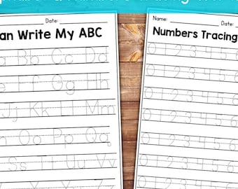 Alphabet & Number Tracing Sheet / ABC Tracing / Handwriting Practice / Number Tracing / Tracing Printable