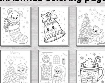 Kids Christmas Coloring Pages, Christmas Activity, 15 Printable Christmas Coloring Pages, Holiday Coloring, Santa, Kids Christmas Coloring
