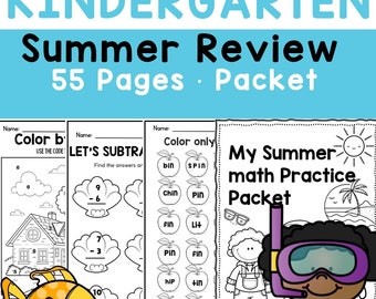 55 Kindergarten - Summer Review - Worksheets - Printable - Homeschool Engaging and FUN resources learning Summer season Teacher Resources