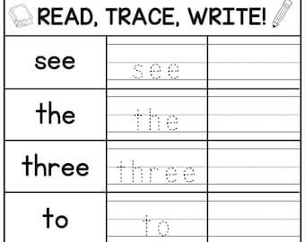 140 Sight Words For Preschool, Kindergarten Sight Word Worksheets, Tracing Activity Pages, 1st Grade Handwriting and Spelling Activities