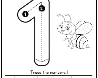20 Number tracing worksheets, traceable numbers, preschool worksheets, 0-20 Printable Number Tracing, Kids Tracing, Handwriting Practice