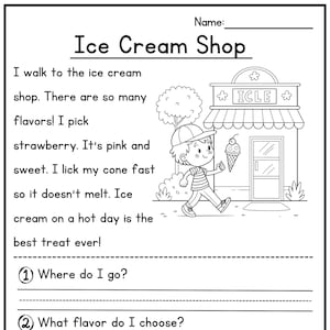 1st grade Summer Reading Comprehension Passages Kindergarten  Passages worksheets - Sentences Reading worksheet Fluency worksheet english
