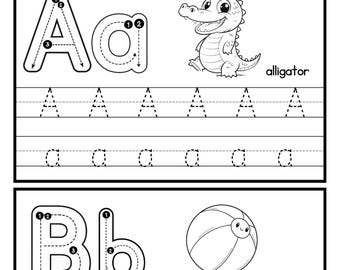 Tarjetas para trazar el alfabeto / Tarjetas para trazar y colorear letras del ABC / Fonética para preescolar y jardín de infantes