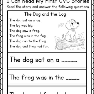Fonikövningsblad Mina första CVC-meningar för dagis och första klass CVC-läsningsberättelser Läs- och ritasidor