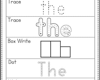 印刷可能な「Let's Learn Fry」100サイトワードワークシート100枚。幼稚園～小学1年生向けの筆記とスペリングのアクティビティ。学習