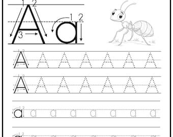 26 Arbeitsblätter zum Ausdrucken Verfolge das Alphabet. Preschool-KDG Phonics.Alphabet