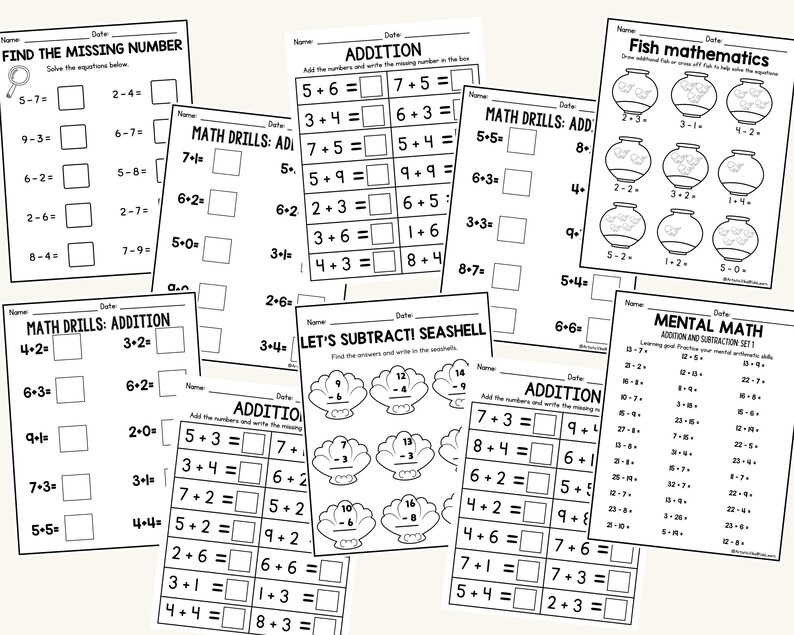 30 Printable Additition Fill in the Blanks Worksheets (numbers 1-20 ...