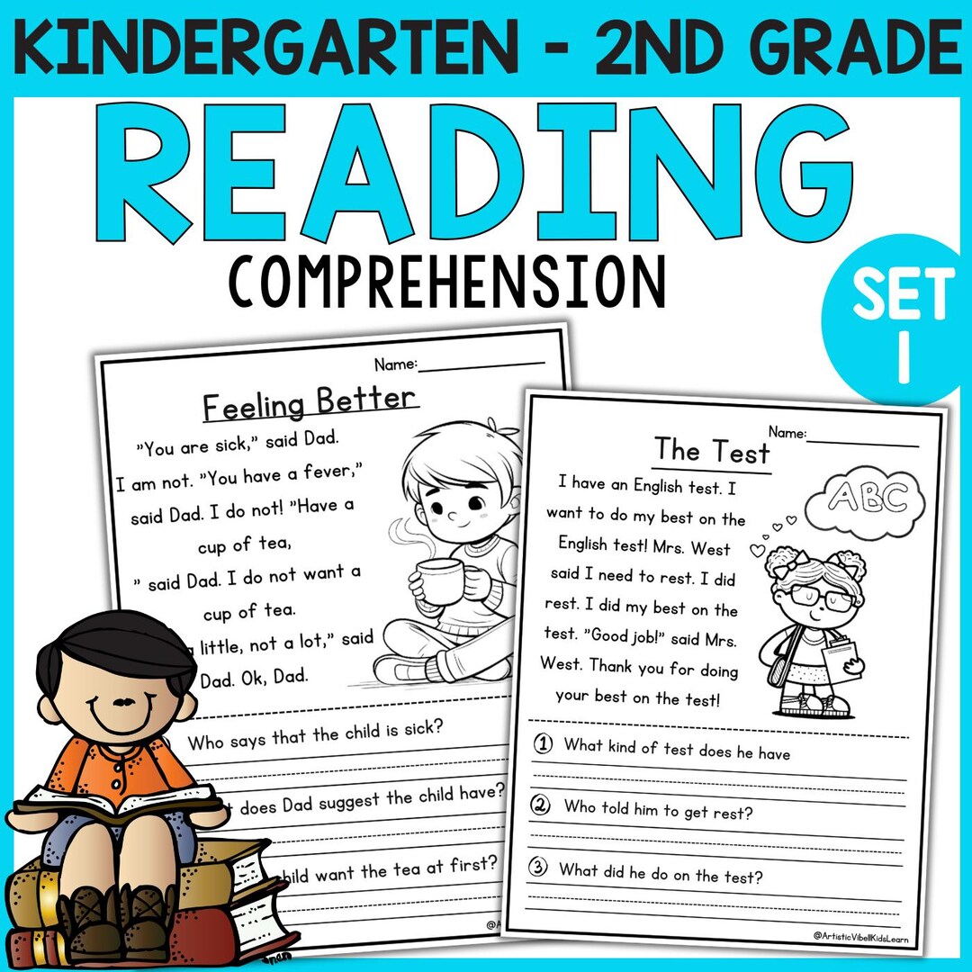 Kindergarten 1st Grade Reading Comprehension Passages Classroom Tutoring Activity - Set 1 Sentences Reading Fluency Worksheet 50 - Etsy for Free Printable Reading Comprehension Worksheets For 1st Grade