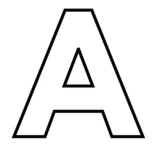 Puede incluir: Una letra "A" con contorno negro sobre fondo blanco. La letra tiene un diseño geométrico con un interior triangular y una base plana. La imagen es una representación gráfica simple de la letra.