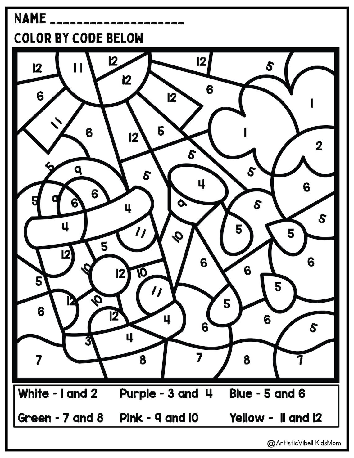 Color by Number Kids Printable Worksheets Spring Spring Addition