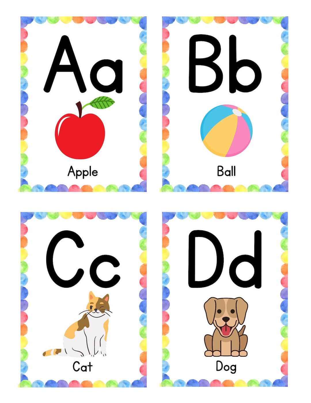 Alphabet Flash Cards for Kids Learning, ABC Flashcards Set With Bonus ...