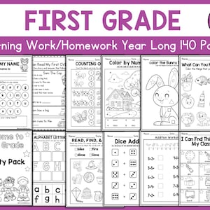 140 First Grade morning work Review Worksheets Teacher Resources worksheet Math,literacy kindergaten homework activiy pack kindergarten