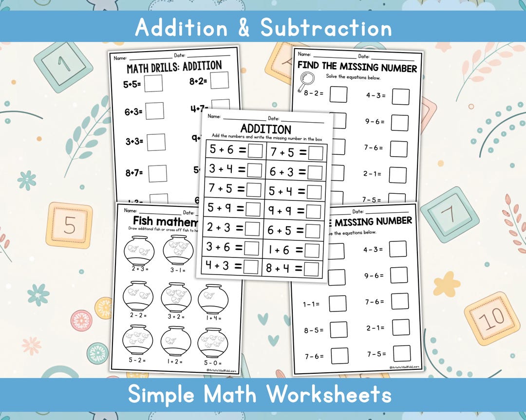 30 Printable Additition Fill in the Blanks Worksheets (numbers 1-20 ...
