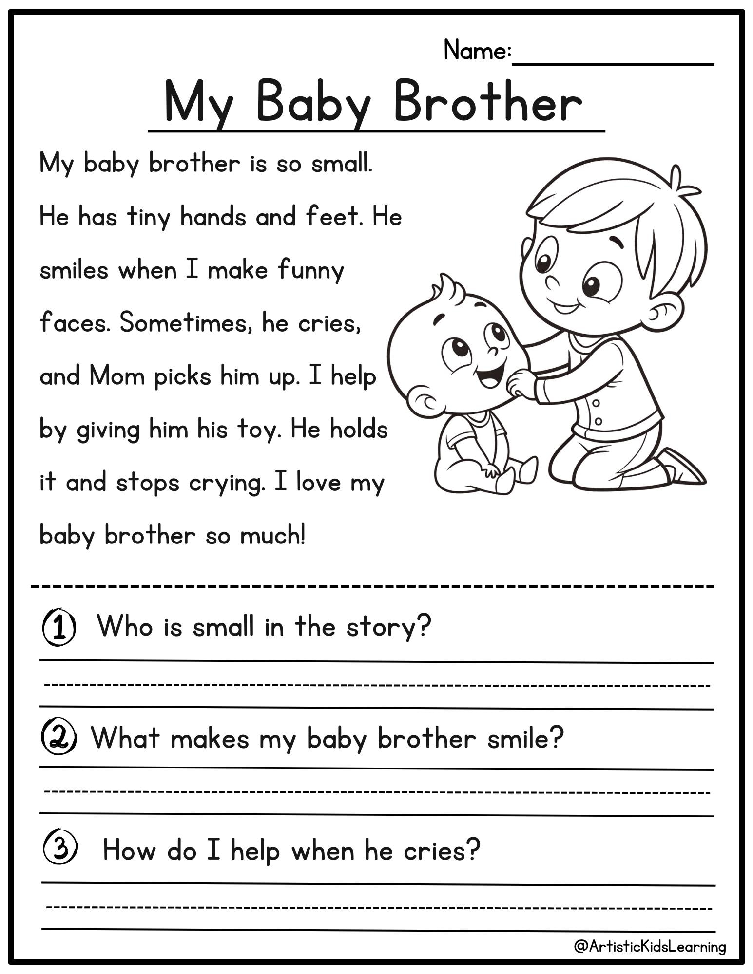 50 Kindergarten 1st Grade Reading Comprehension Passages Worksheets ...