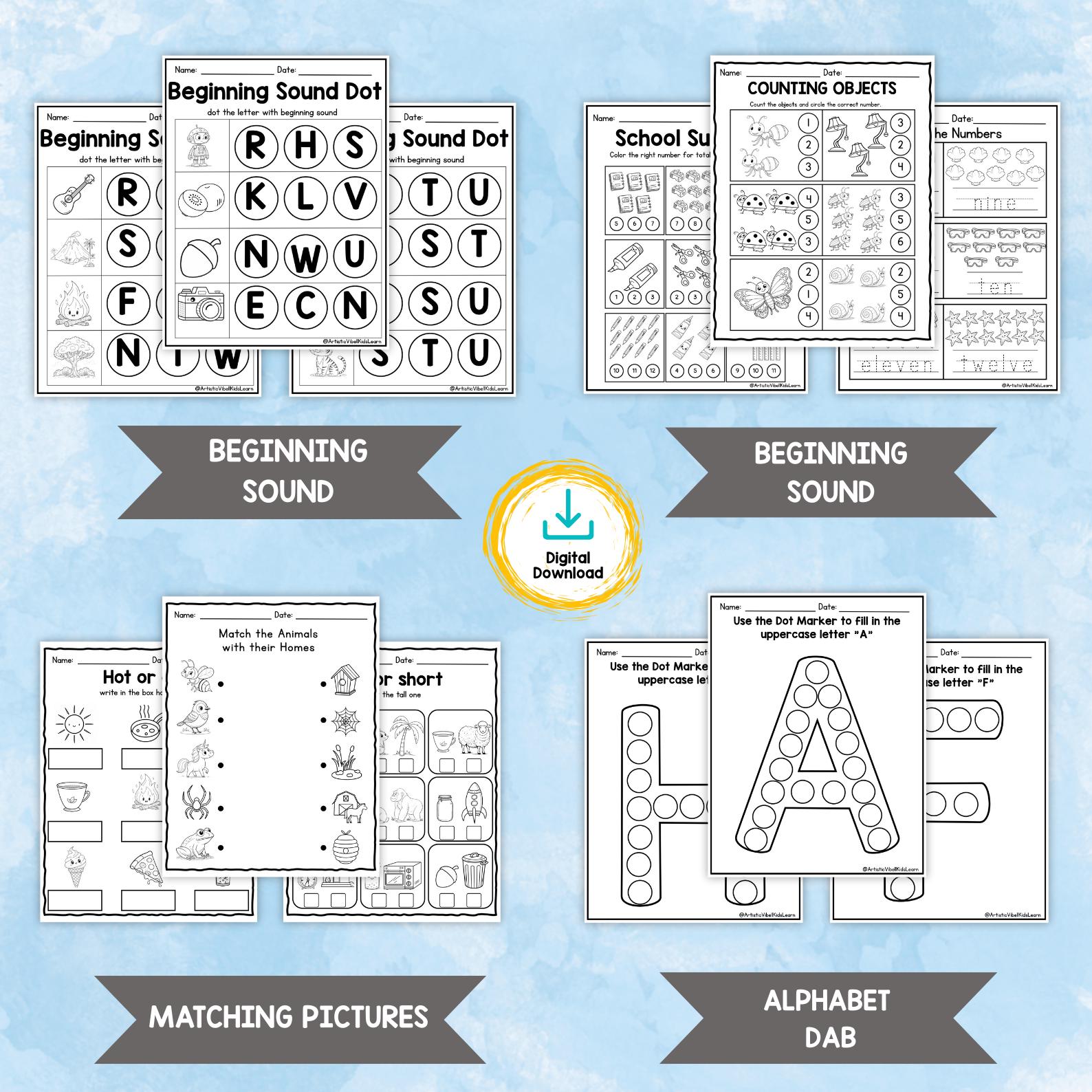600+ Page Preschool Learning Worksheets Bundle for Kindergarten ...