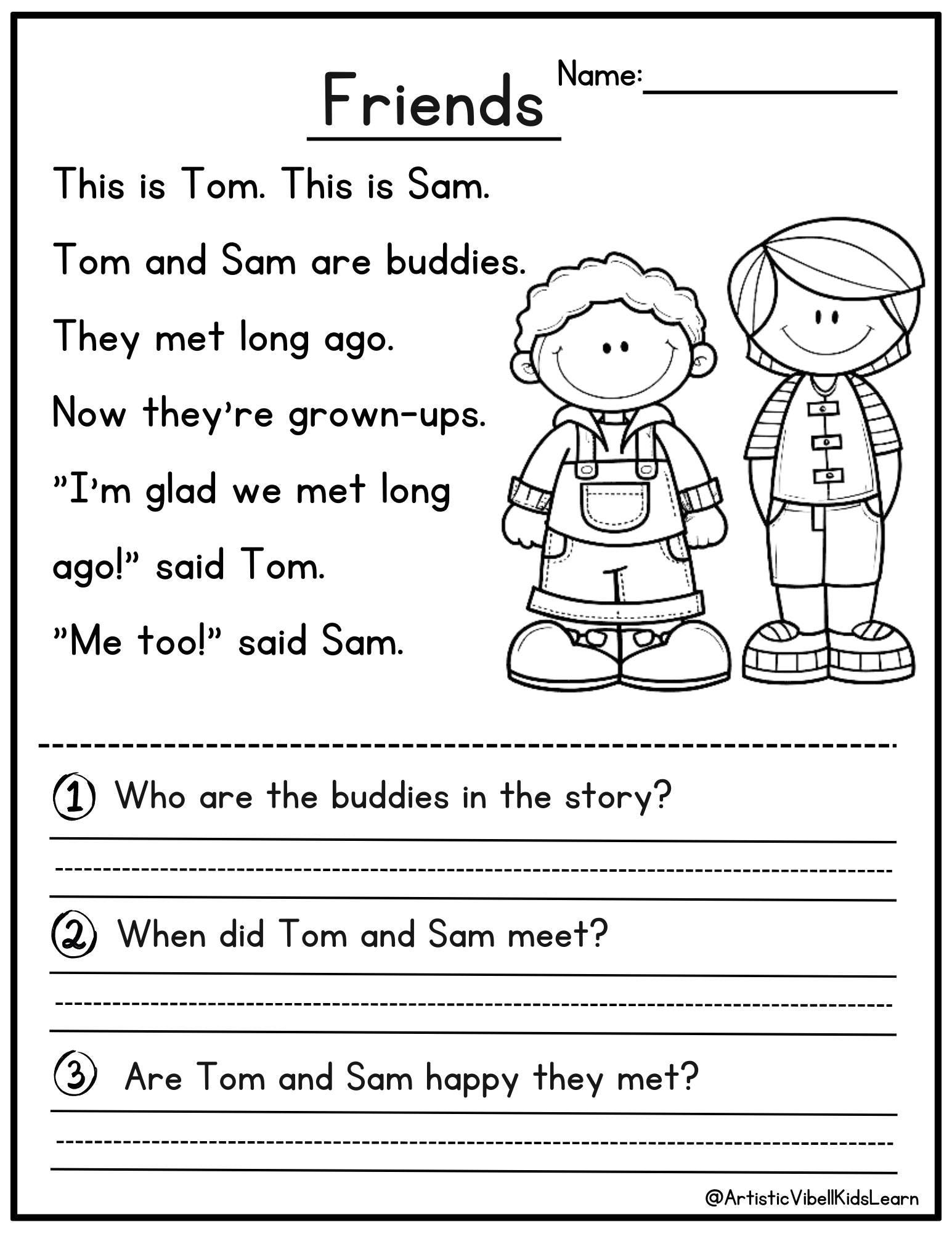 Free Printable Reading Comprehension Worksheets For 1st Graders Free Printable Reading Comprehension Worksheets For 1st Graders
