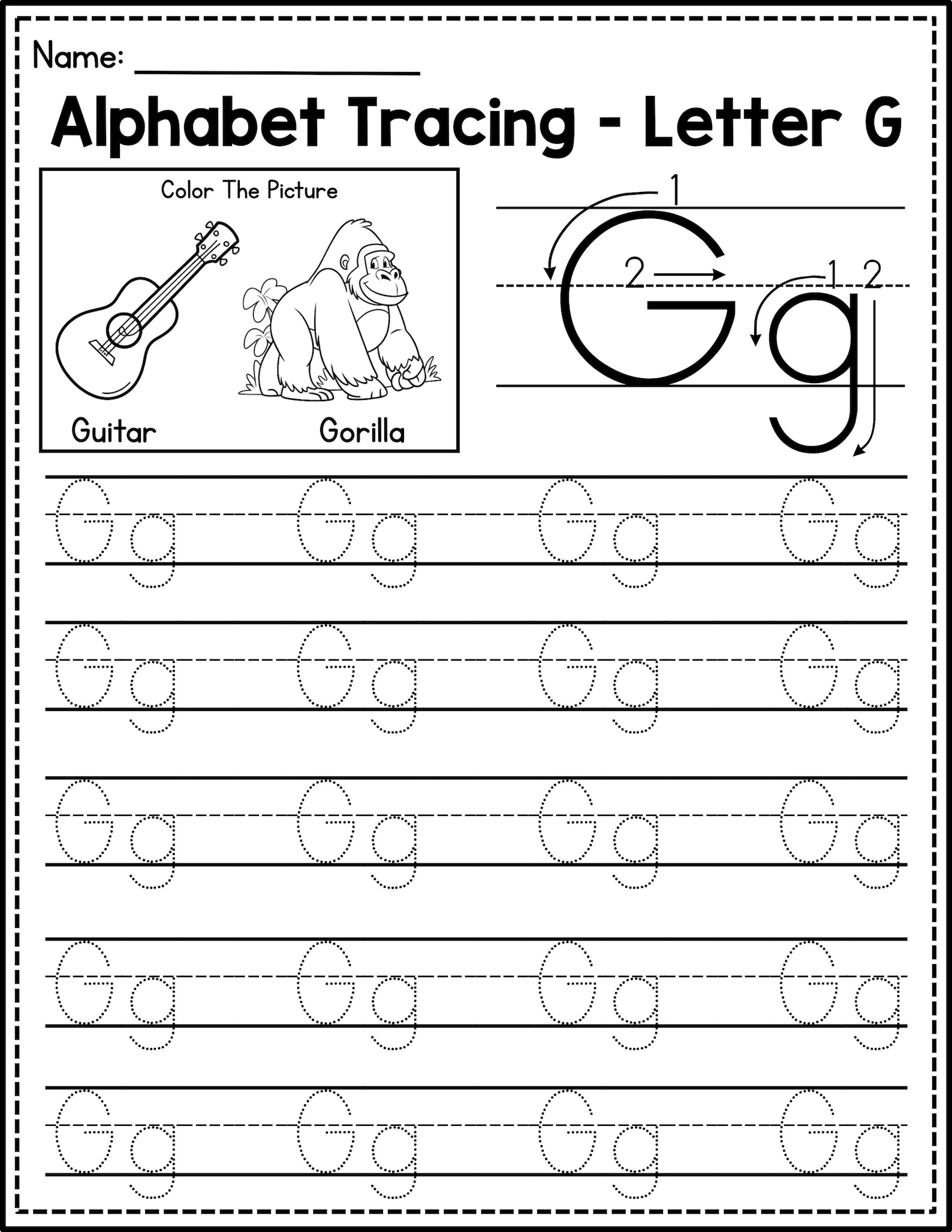 Alphabet tracing and phonics practice for preschoolers.