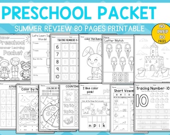 Prek Summer Review - Preschool Printable Worksheets Teacher Resources Kindergarten worksheet Summer Homeschool Activity | Alphabet Tracing