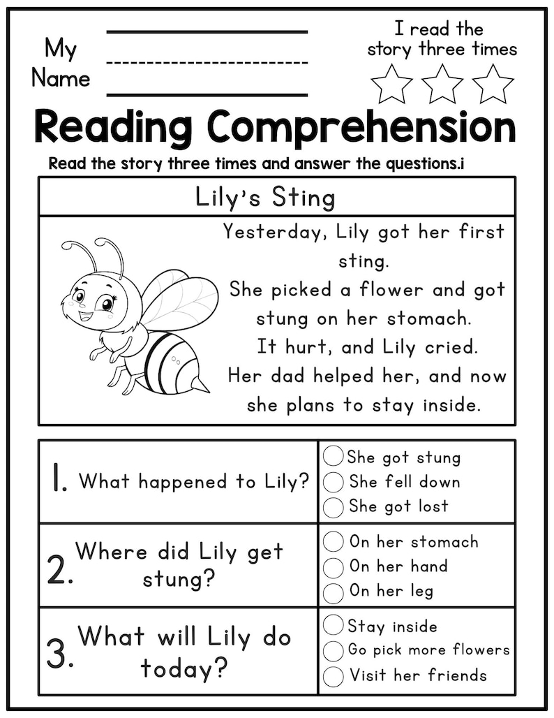 Kindergarten 1st Grade Reading Comprehension Passages Worksheets ...