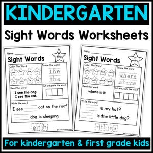 40 hojas de trabajo imprimibles de Let's Learn Fry 1st Forty Sight Words. Actividad de escritura a mano y ortografía para jardín de infantes a primer grado. Aprendizaje