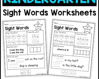 40 Printable Let's Learn Fry 1st Forty Sight Words Worksheets. Kindergarten-1st Grade Handwriting and Spelling Activity. Learning