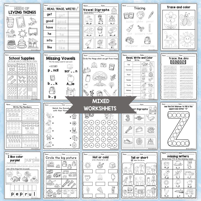 600+ Page Preschool Learning Worksheets Bundle for Kindergarten ...