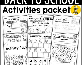 First Grade Worksheets  Printable Math worksheet - Literacy Activities NO PREP Worksheet Phonics - Teacher Resources Back To School