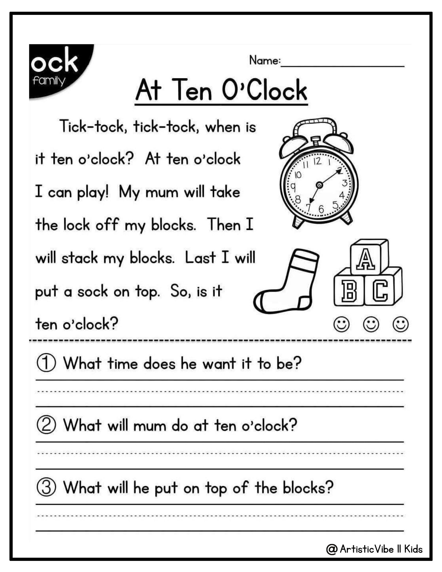 50 Kindergarten 1st Grade Reading Comprehension Passages Worksheets ...