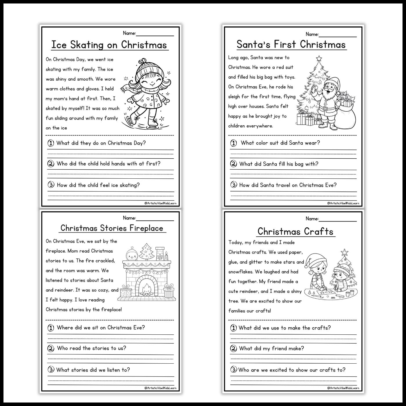 Christmas Reading Comprehension Fluency Passages and Questions First ...