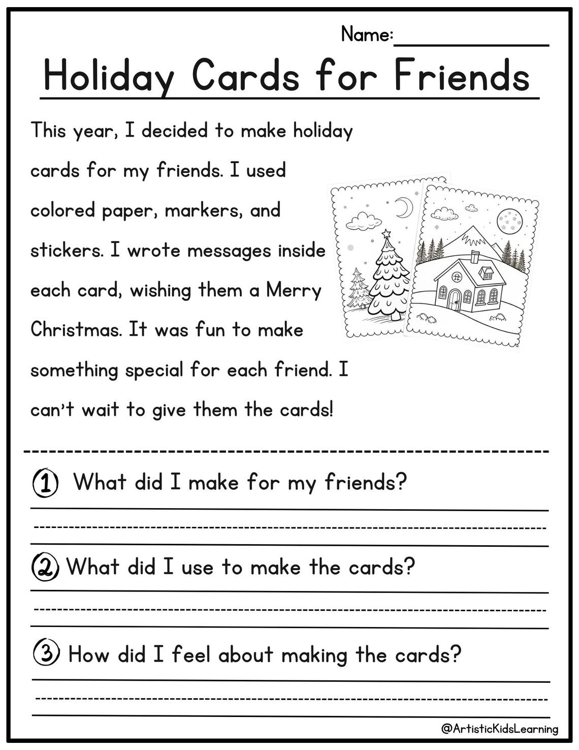 Reading Comprehension Printable - Kindergarten - First Grade ...