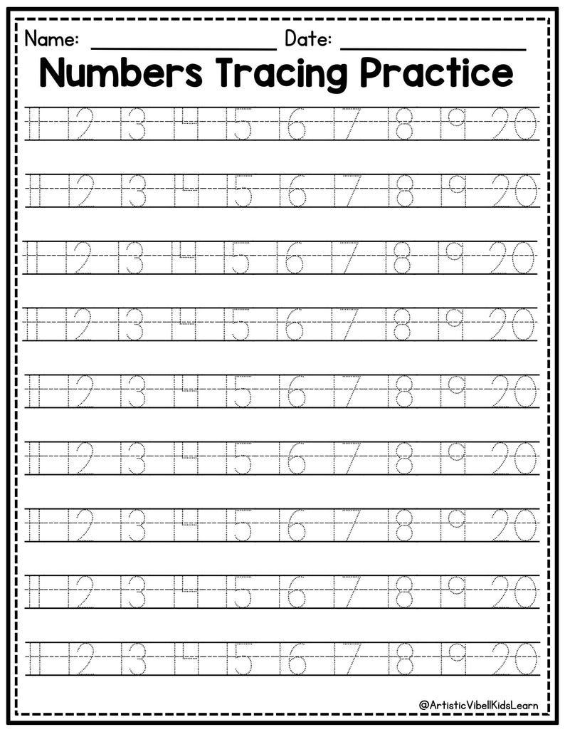 20 Number Tracing Worksheets, Traceable Numbers, Preschool Worksheets ...