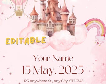 INVITACIÓN PARA FIESTA DE CUMPLEAÑOS INFANTIL - Invitación para fiesta de cumpleaños infantil, linda, imprimible, plantilla editable de Canva para WhatsApp