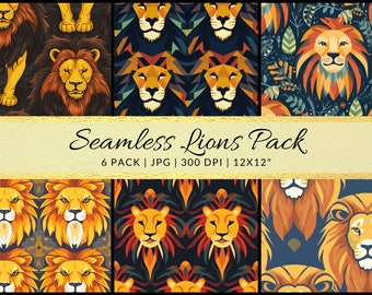 Unique Lion Digital Art for Print on Demand, Art Craft, Wall Decor, Interior Decor Projects, High Resolution Digital Paper Seamless Design