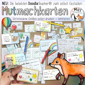 26 Mutmachkarten von Doodleteacher: schwarz-weiß Version (PDF / digitaler Download)