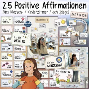 25 Positive Affirmationen fürs Klassen- & Kinderzimmer / Mutmachkarten