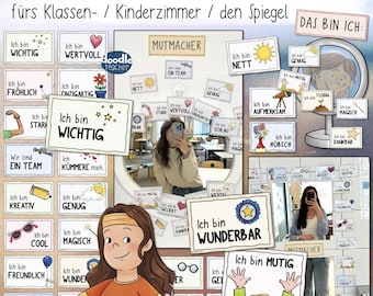 25 Positive Affirmationen fürs Klassen- & Kinderzimmer / Mutmachkarten