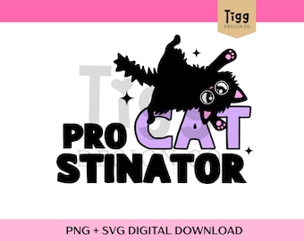 Procatstinator Funny Cat Design SVG, PNG (Digital Download)