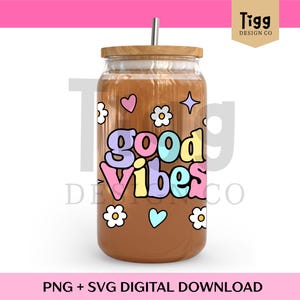 Retro Good Vibes 16oz Libby Cup Wrap | SVG PNG (Digital Download)