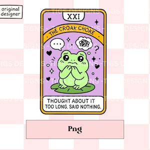 El Croak Choke Salud Mental PNG – Linda carta de tarot imprimible para el autocuidado – Descarga de imágenes prediseñadas de terapia kawaii – Sanación PNG, Tarot Png