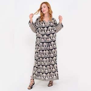 Boho Cotton Maxi Dress: Loose Fit Colorful Summer Dress