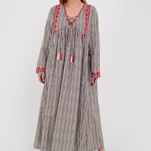 Boho Cotton Maxi Dress: Embroidered Bohemian Summer Dress