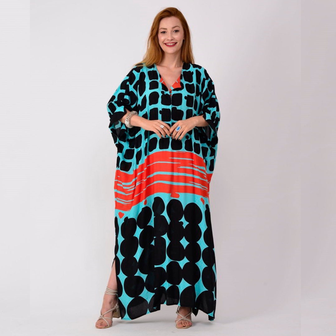 Printed Long Kaftan Maxi Dress main image 1