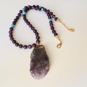 AMETHYST NECKLACE, Natural Gemstone, Unique or Custom Pendant, Bohemian Necklace, Handmade Jewellery, Gift for Her, Purple Amethyst, Chakra