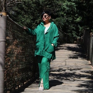 Linen Suits For Women,Green 2 Piece Linen Suit,Linen Jacket,Linen Pants,2 Piece Linen Suit Women&#39;s,Linen Trouser Suits Ladies,Premium Suit