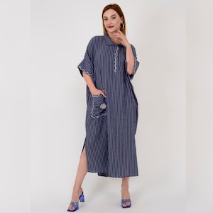 WOMEN&#39;S COTTON DRESSES, Bohemian Long Dress, Cotton Dress with Pockets, Organic Cotton Clothing, Plus Size Clothing, Best Woman Dress