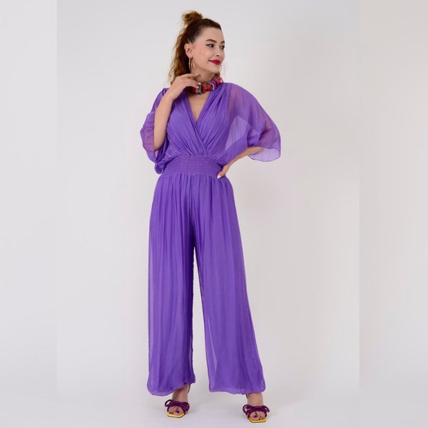 Women's Silk Jumpsuit,Silk Jumpsuit Dress,Wrap Silk Jumpuit,Silk JumpSuits and Rompers for Woman,Silk Romper,Silk Jumpsuit Wedding Guest