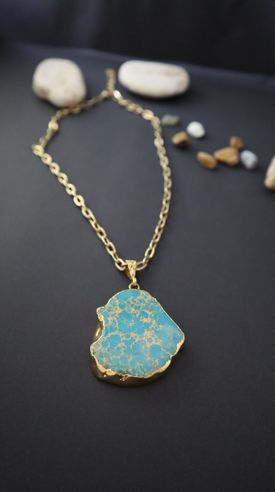Turquoise Necklace. Not Tarnishing Chain Necklace With Etsy