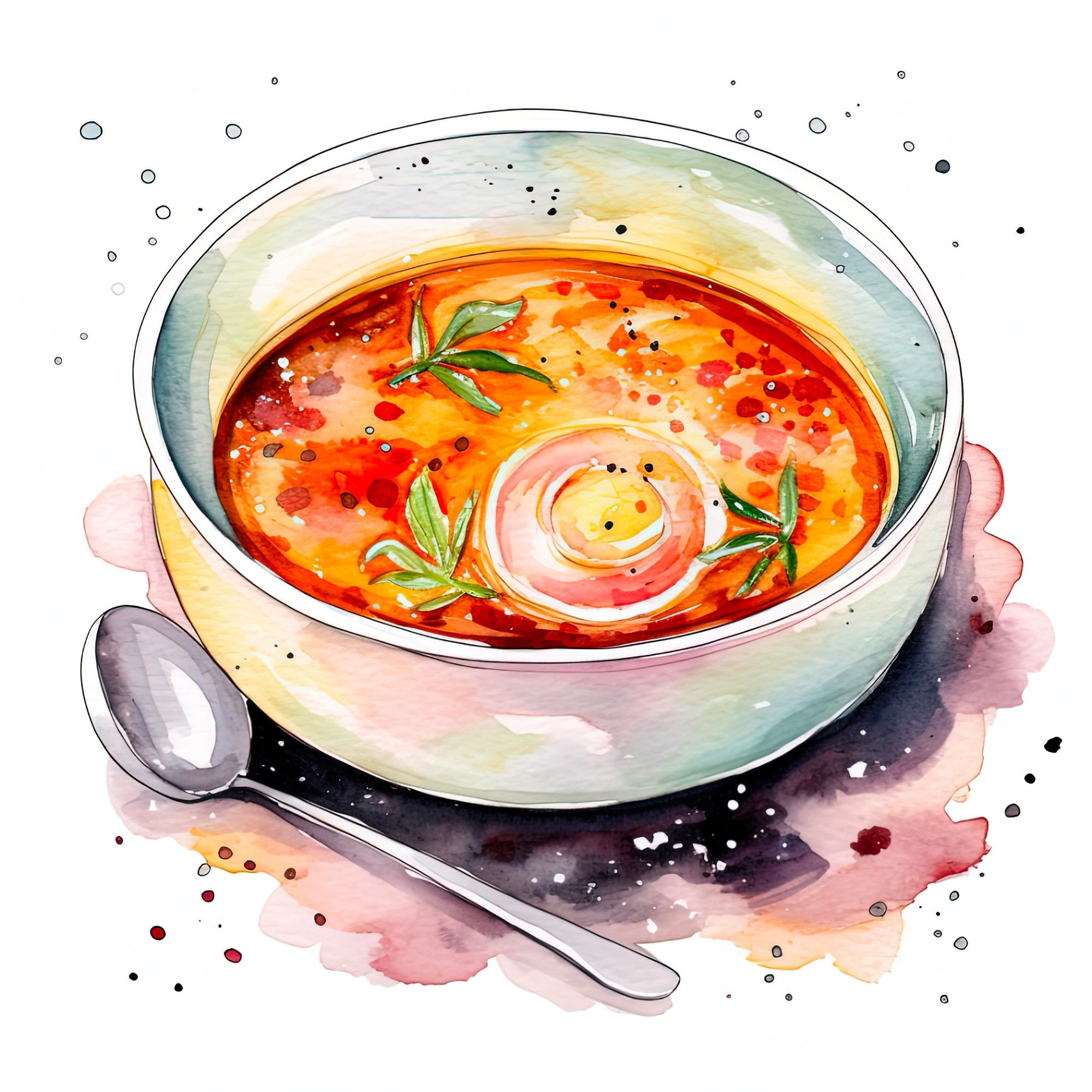Soup Clipart Collection: Watercolor Food Clipart, Digital Download for